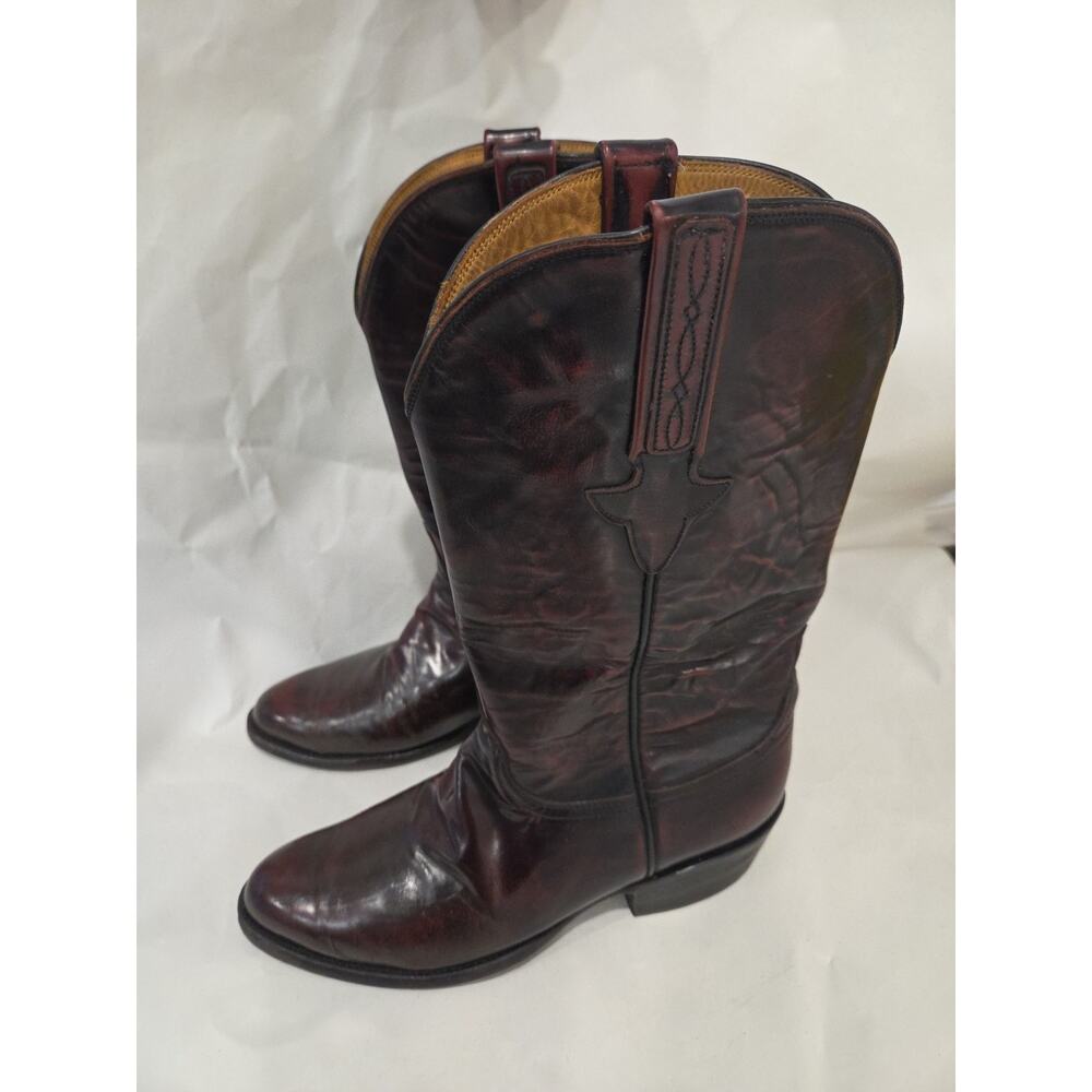 Lucchese HAND MADE IN USA BURGUNDY WESTERN DANCEHALL RODEO RANCH Boots USA 8D